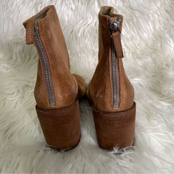 Marsell suede distressed‎ suede tan stacked block heel booties 37.5 - Picture 8 of 9
